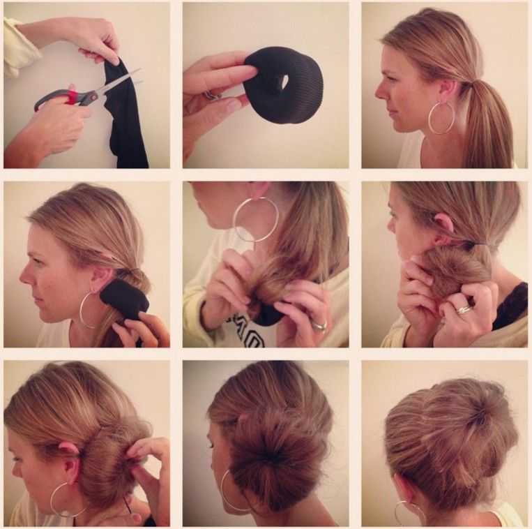 Как сделать пучок из косичек на длинные волосы