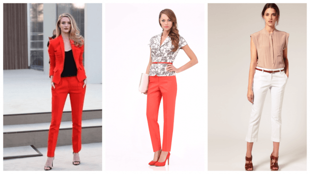 Модные женские брюки осень-зима 2020: классические красные коралловые белые