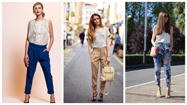 Модные женские брюки осень-зима 2020 2021: синие бежевые принт