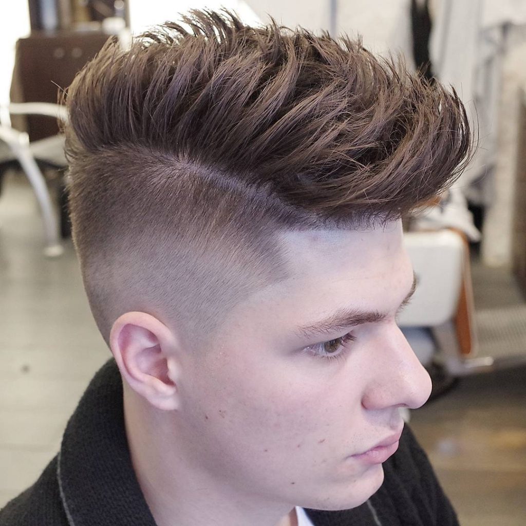 The Pomp Skin Fade with Side Part