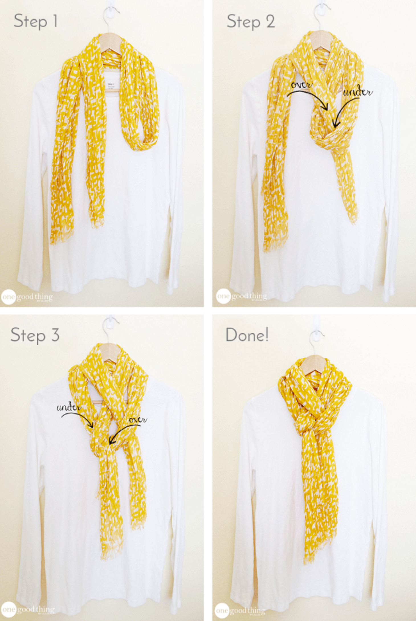 Simple pretty way to tie a scarf