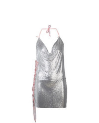 Серебряное платье-комбинация с пайетками