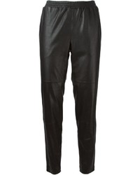 Черные кожаные брюки-галифе