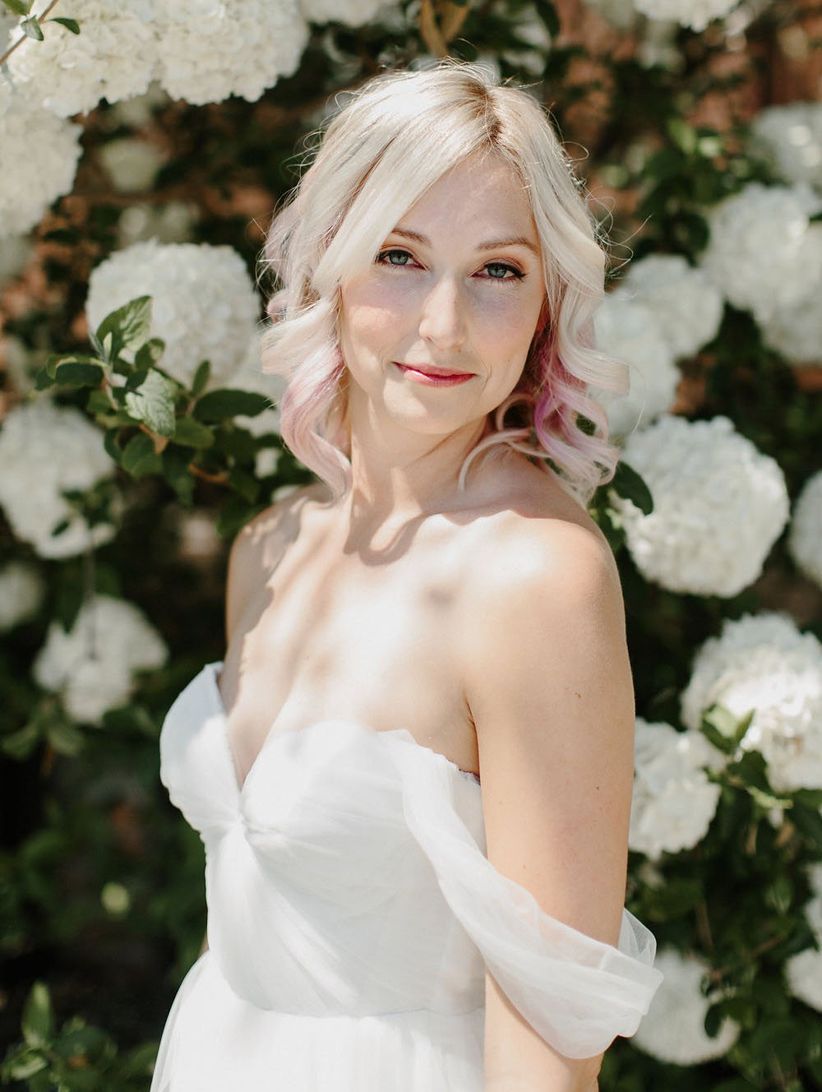 pink hair bride