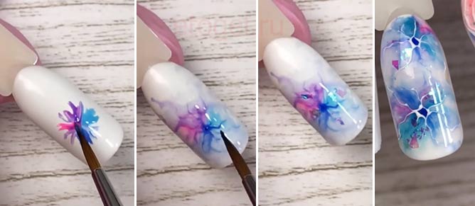 Как рисовать акварель на ногтях гель лаком