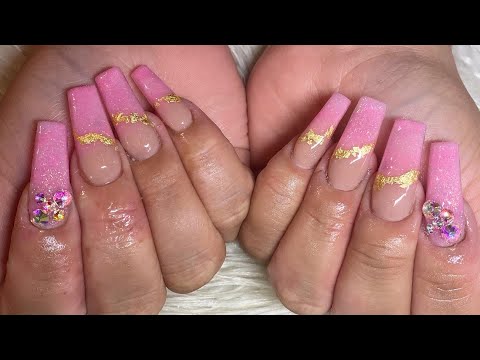 Tapered square pink ombre nails 