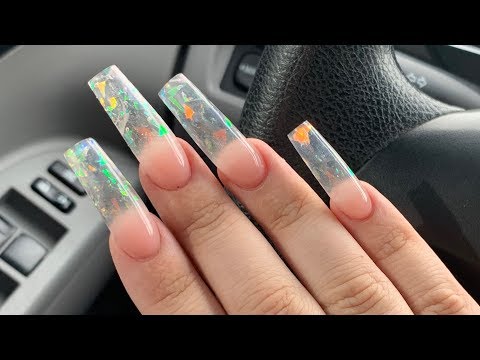 Long Tapered Square Ombré Glass Tip Acrylic Nails