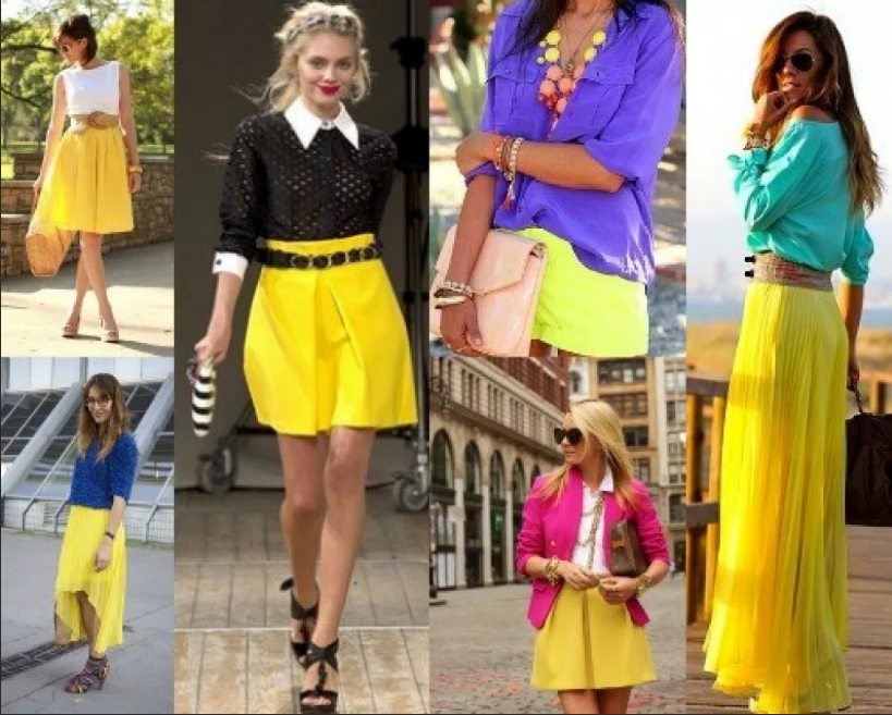 желтая юбка разных фасонов