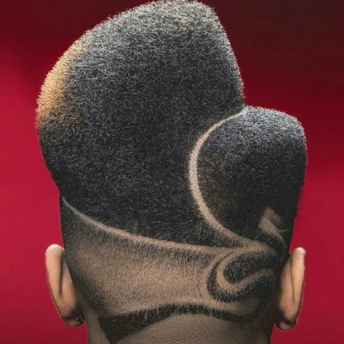 Afro Natural Flat Top Haircut with Hair Designs