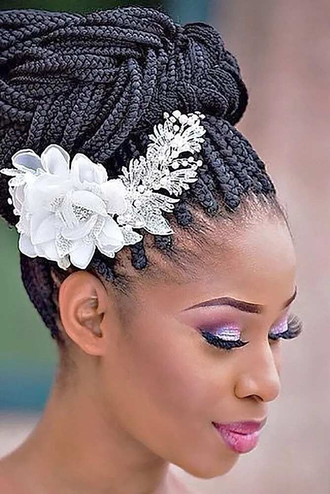 Wedding hairstyle with a braided bun