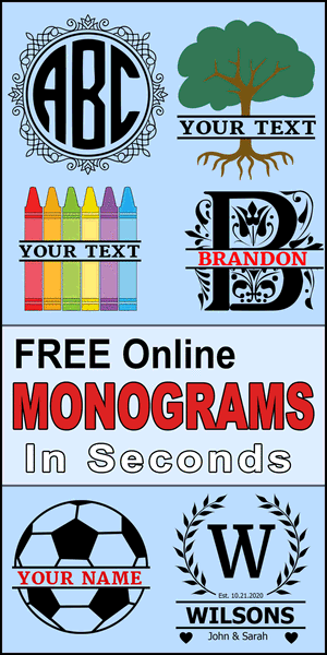 Free online monogram maker and fonts.  Print or download your monogram design, pattern, clip art, stencil, SVG, JPG, PNG