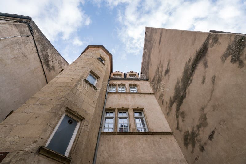 Ancient French classic medieval building, Dole, Burgundy, France royalty free stock photos