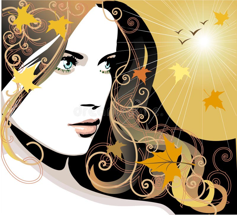 Autumn girl. Beautiful autumn girl. Vector illustration stock illustration