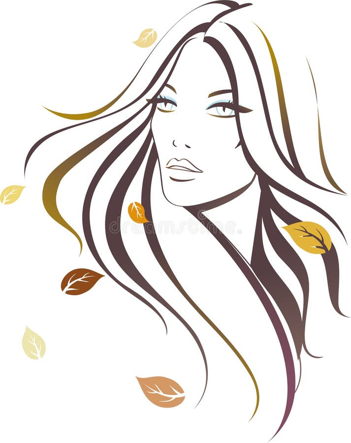 Autumn girl. Beatuful girl with autumn leaves vector illustration