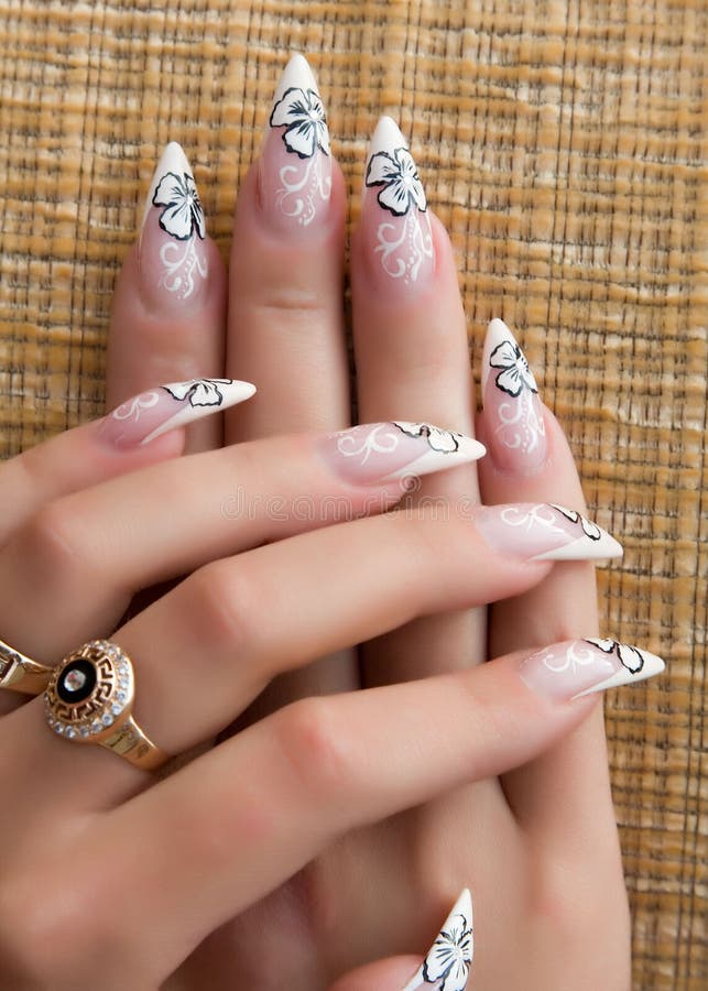 Beautiful nails with Art stock photos