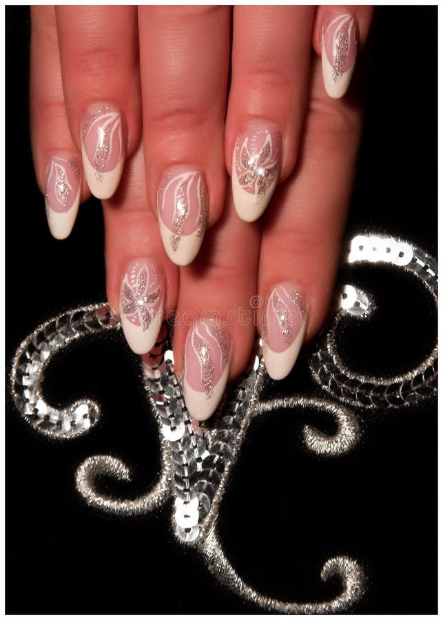 Beautiful nails with Art stock photos
