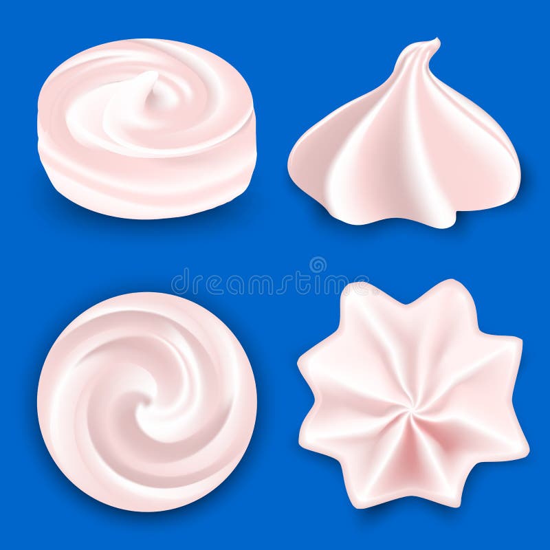 Cream curls. Top and side view. 3d realistic swirl set. For Package design vector illustration