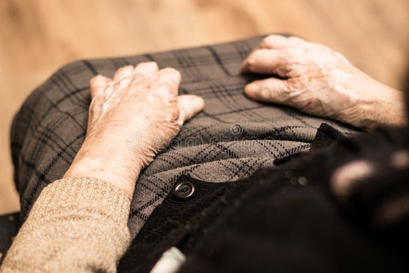 Eldery woman hands royalty free stock photo