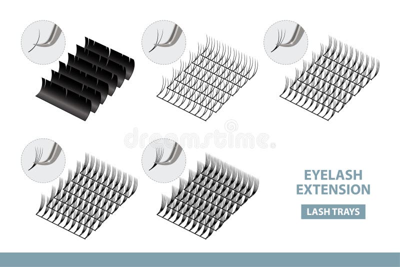 Eyelash Extension Application Tools and Supplies. Volume Artificial Lashes Set. Vector Illustration. Template stock illustration