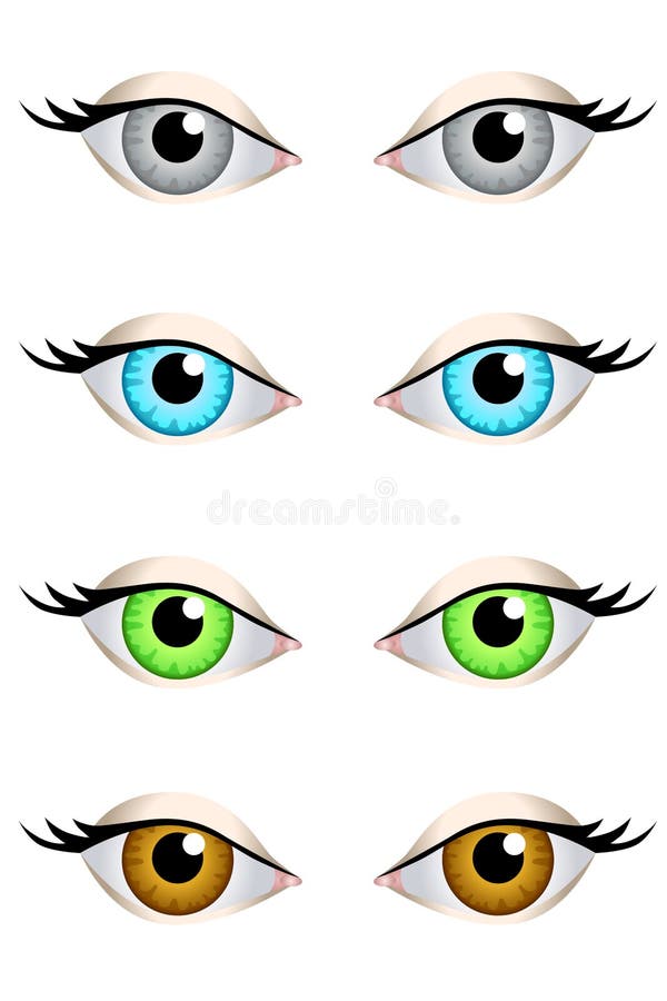 Eyes set blue green grey brown illustration royalty free illustration