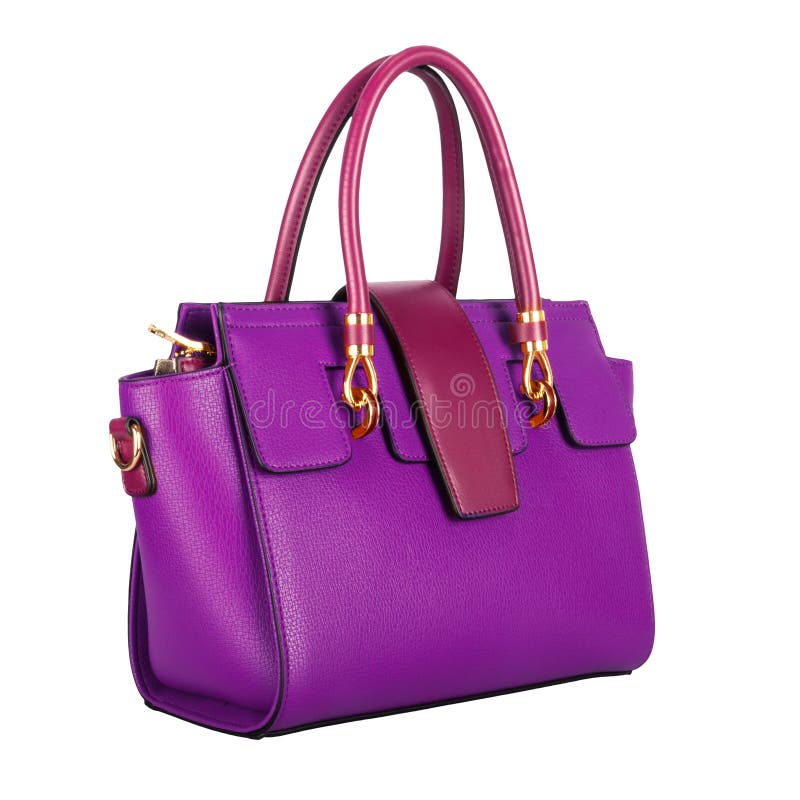 Fashionable purple classic women`s bag with burgundy flap stock photography