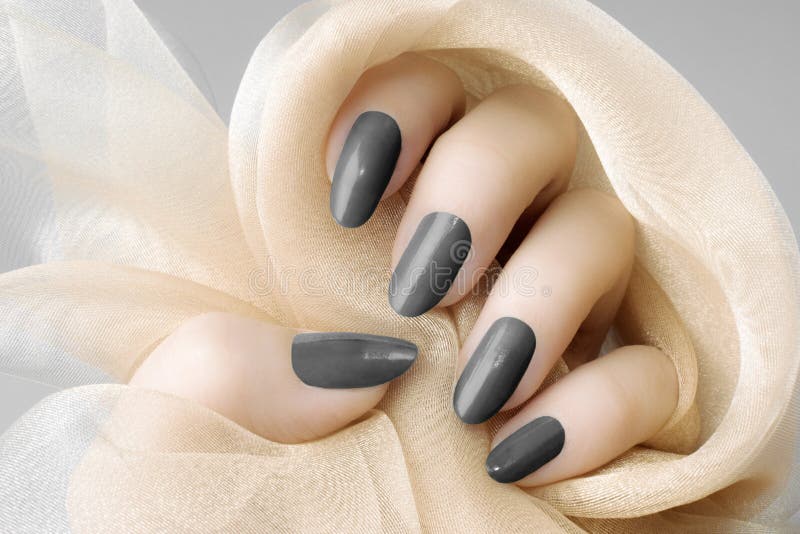 Gray nails manicure stock images