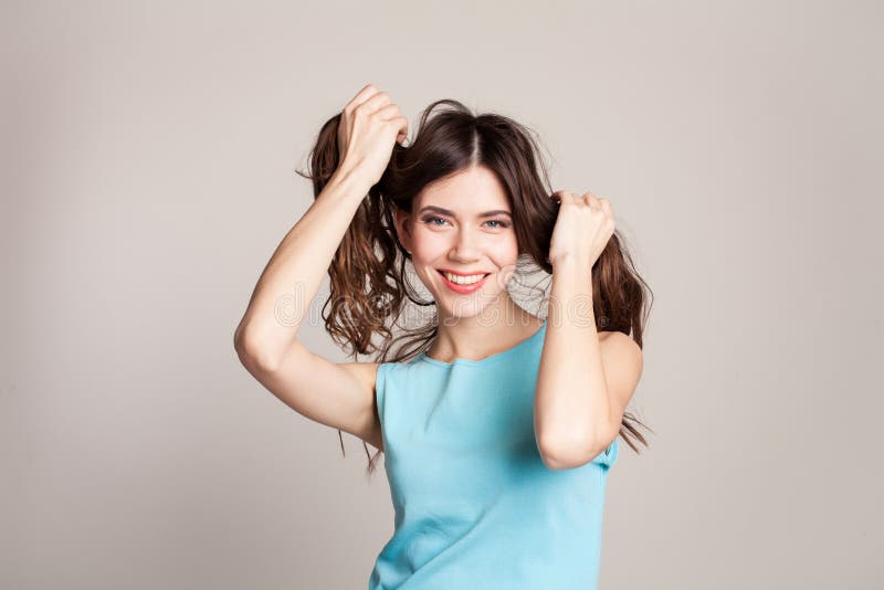 Girl made two tail of hair royalty free stock images