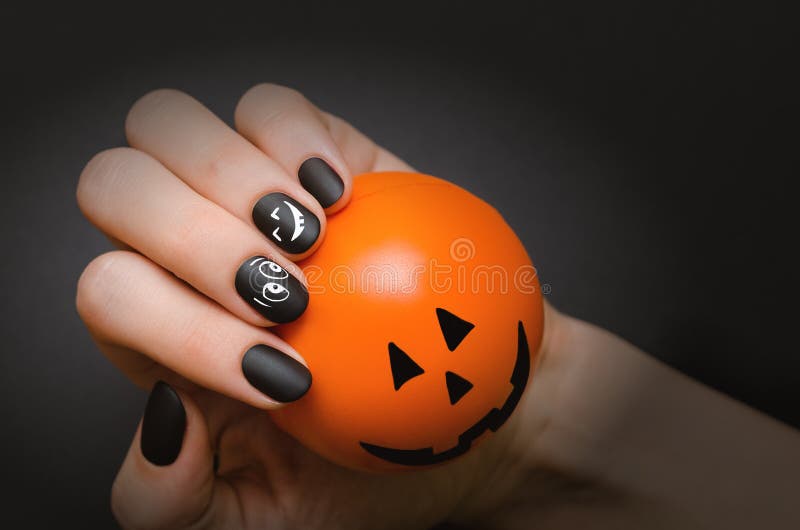 Halloween black Nail art design. royalty free stock image