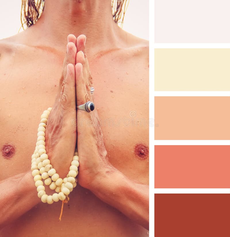 Hand sign namaste colour palette swatches royalty free stock photos