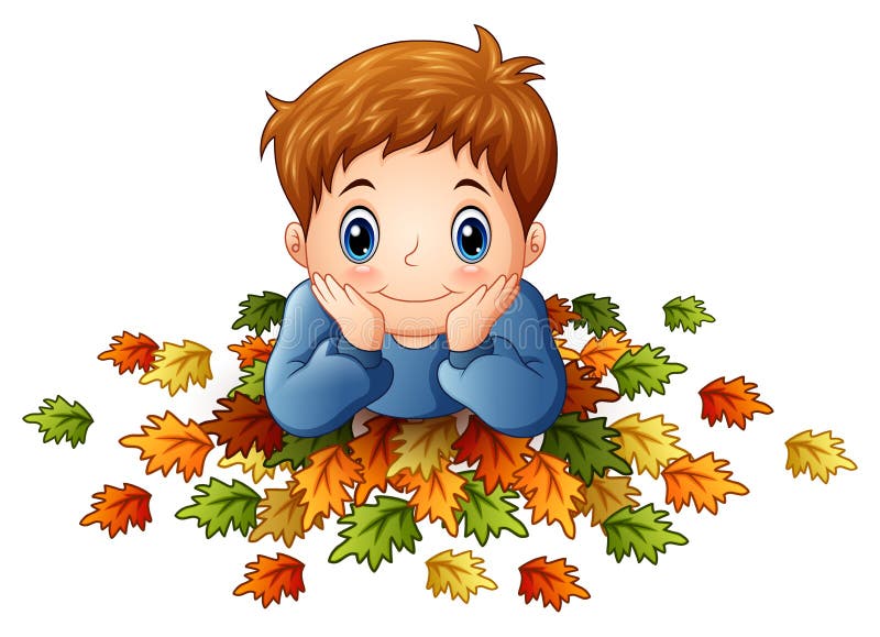 Cute little boy with autumn leaves. Illustration of Cute little boy with autumn leaves vector illustration