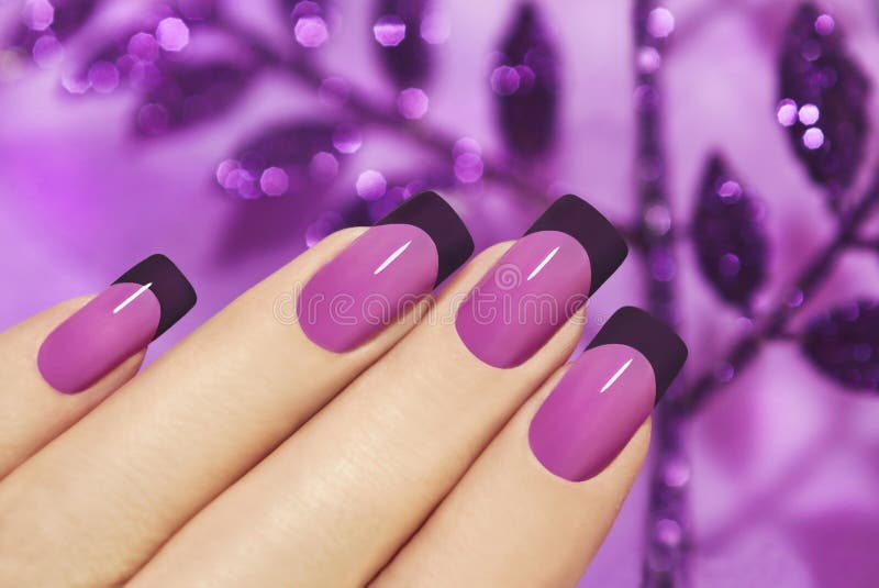 Lilac manicure. royalty free stock photos