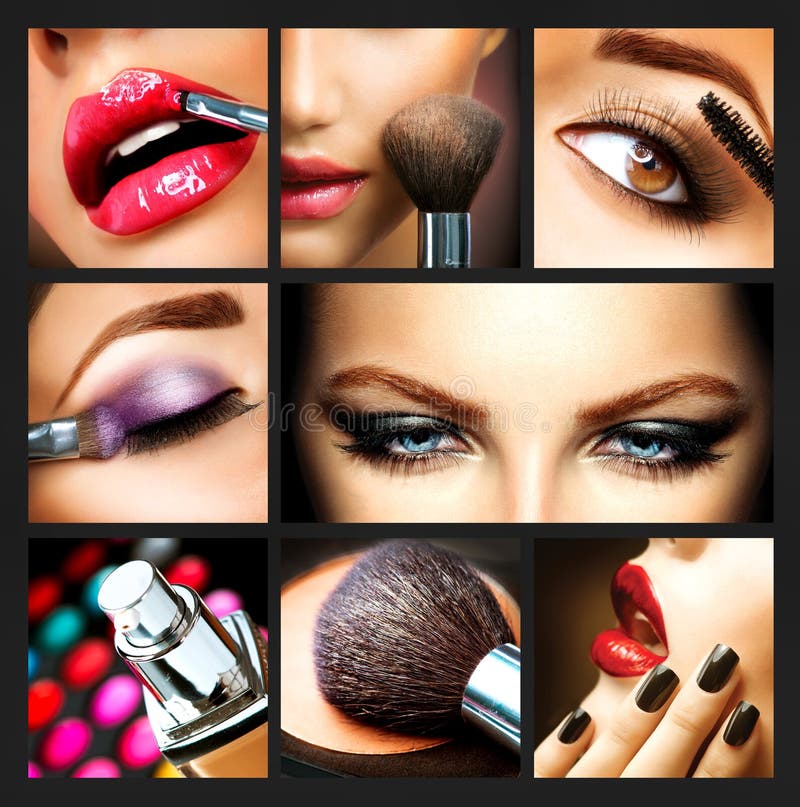 Makeup Collage stock images