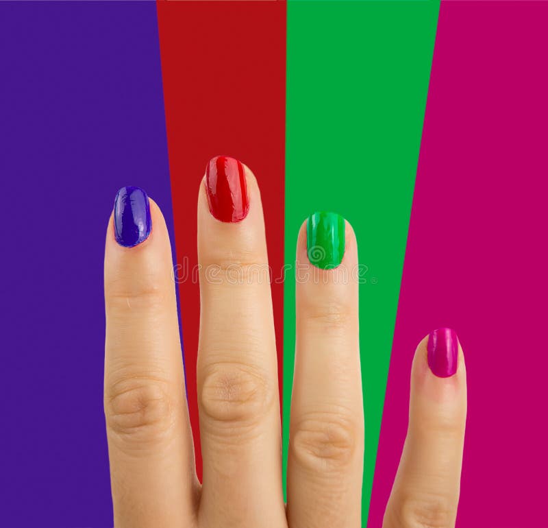 Multi colored manicure royalty free stock images