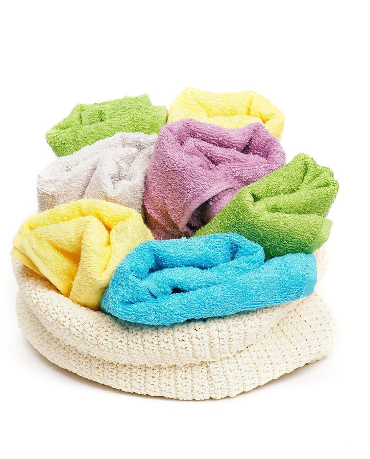 Multi-colored towels stock images