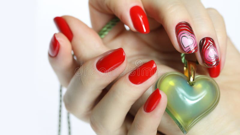 Nail art manicure with heart royalty free stock images