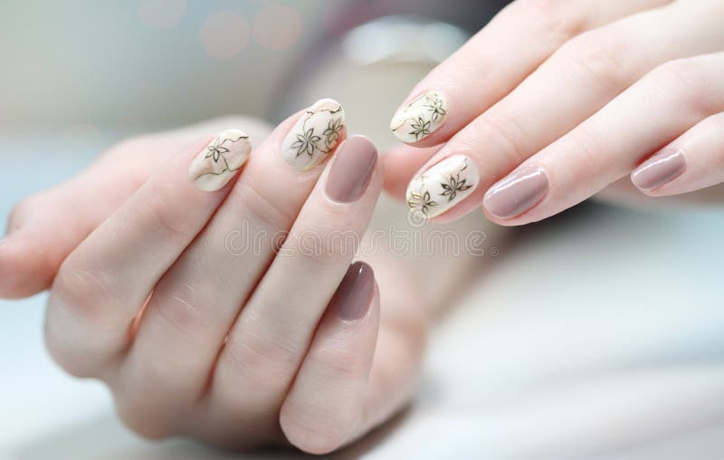Nail design . Manicure nail paint . stock photo