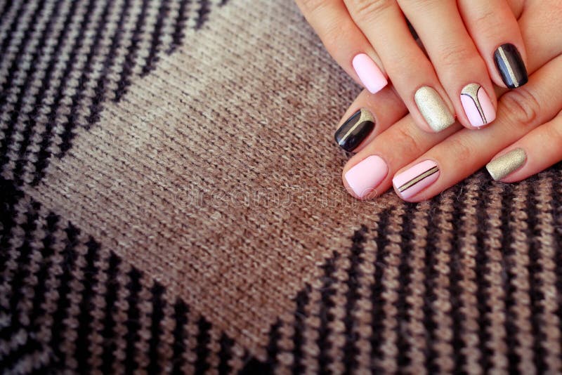Perfect clean manicure with zero cuticle. Nail art design for the fashion style. stock photography