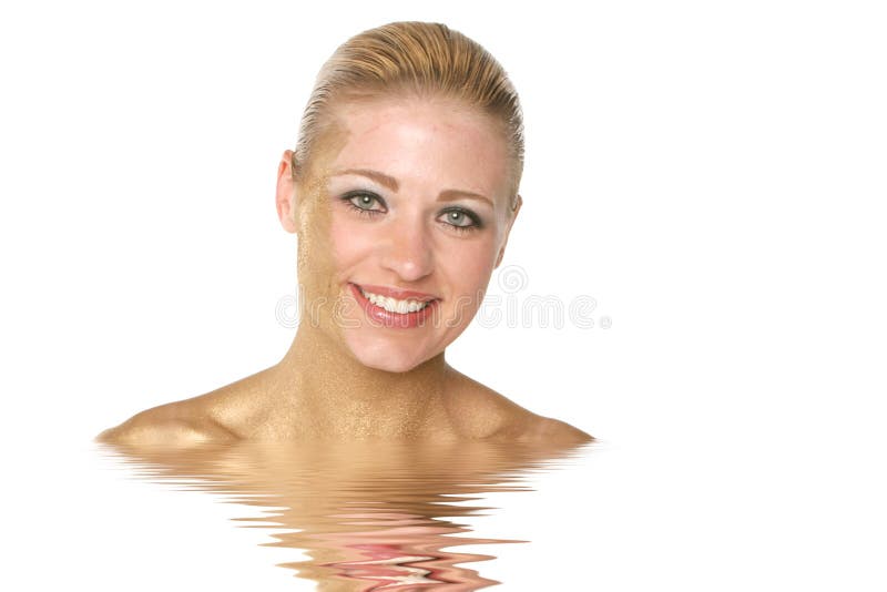 Pretty blond woman. In water royalty free stock photos