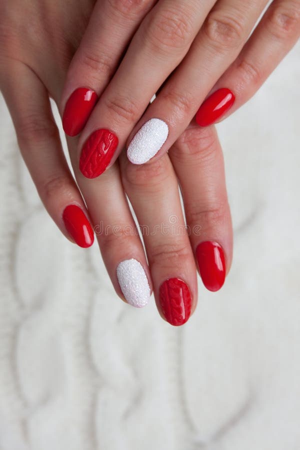 Red manicure stock image
