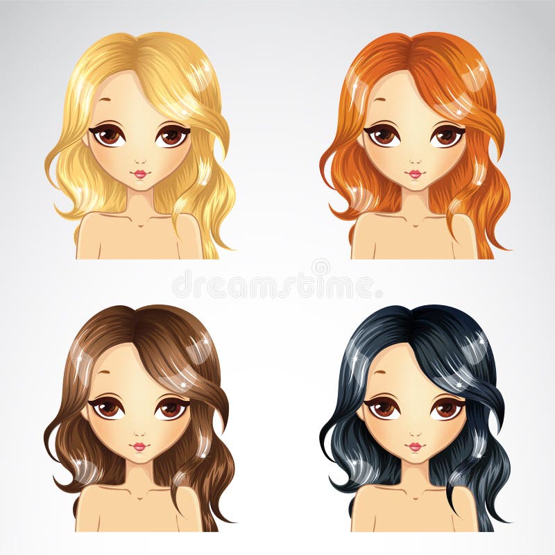 Set Of Beauty Casual Hairstyle vector illustration