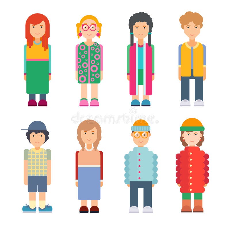 Set of characters in flat design royalty free illustration