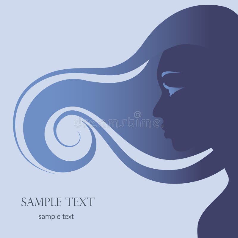 Silhouette of a girl, beautiful blue curls. Profile, beautiful woman royalty free illustration