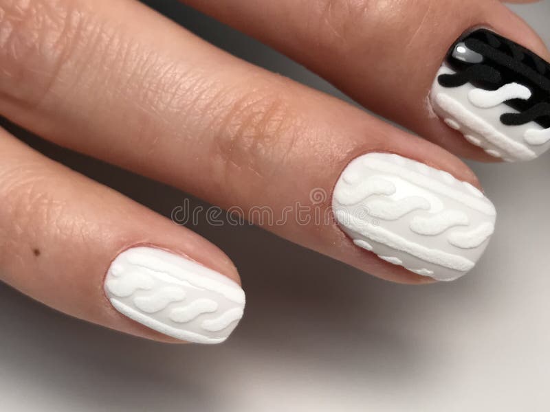 Sweet nail design like sweater pattern royalty free stock images
