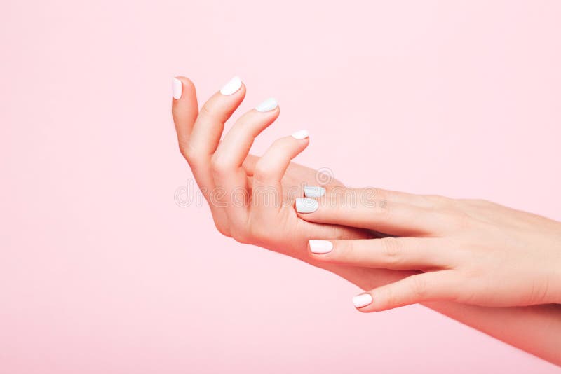 Tender hands with perfect manicure stock image