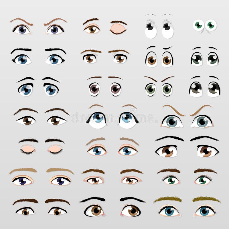 Variety of facial eyes set vector illustration