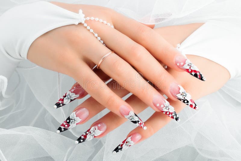 Wedding nail design. stock photography