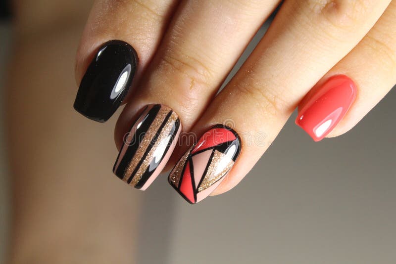 Youth nail design gel Polish royalty free stock photo