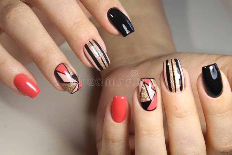 Youth nail design gel Polish royalty free stock images