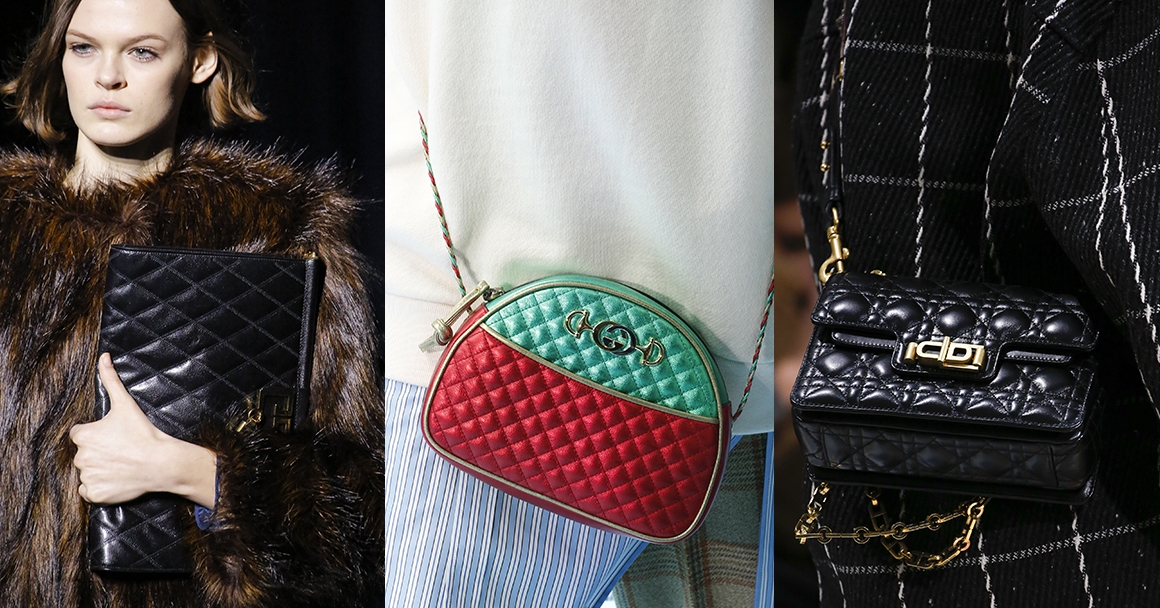 Модные стеганые сумки. Слева направо: Givenchy, Gucci, Dior 