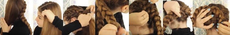 Плетёный узел из голландских кос: этапы выполнения 2
